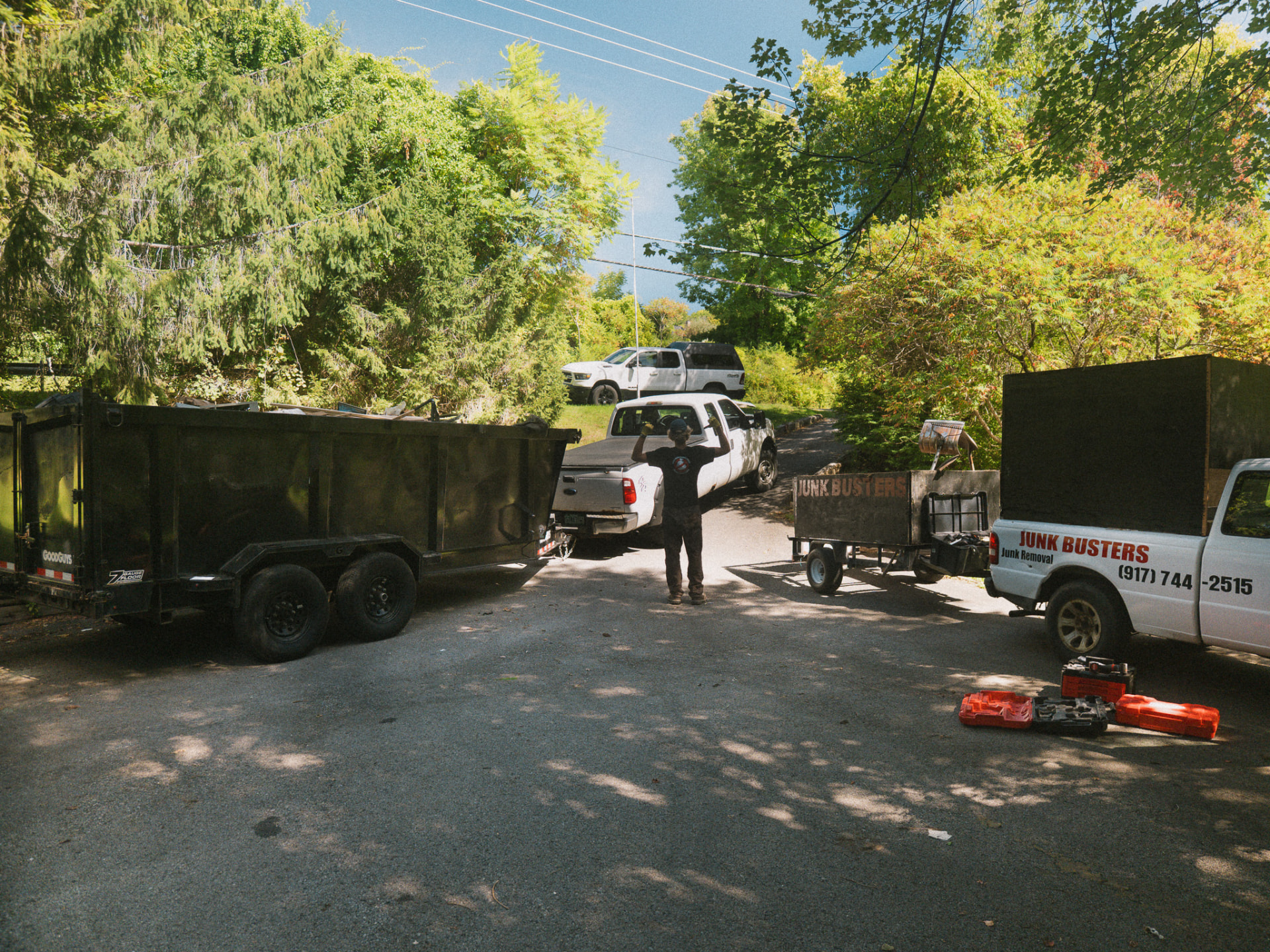 Truck and trailers ready for a cleanout