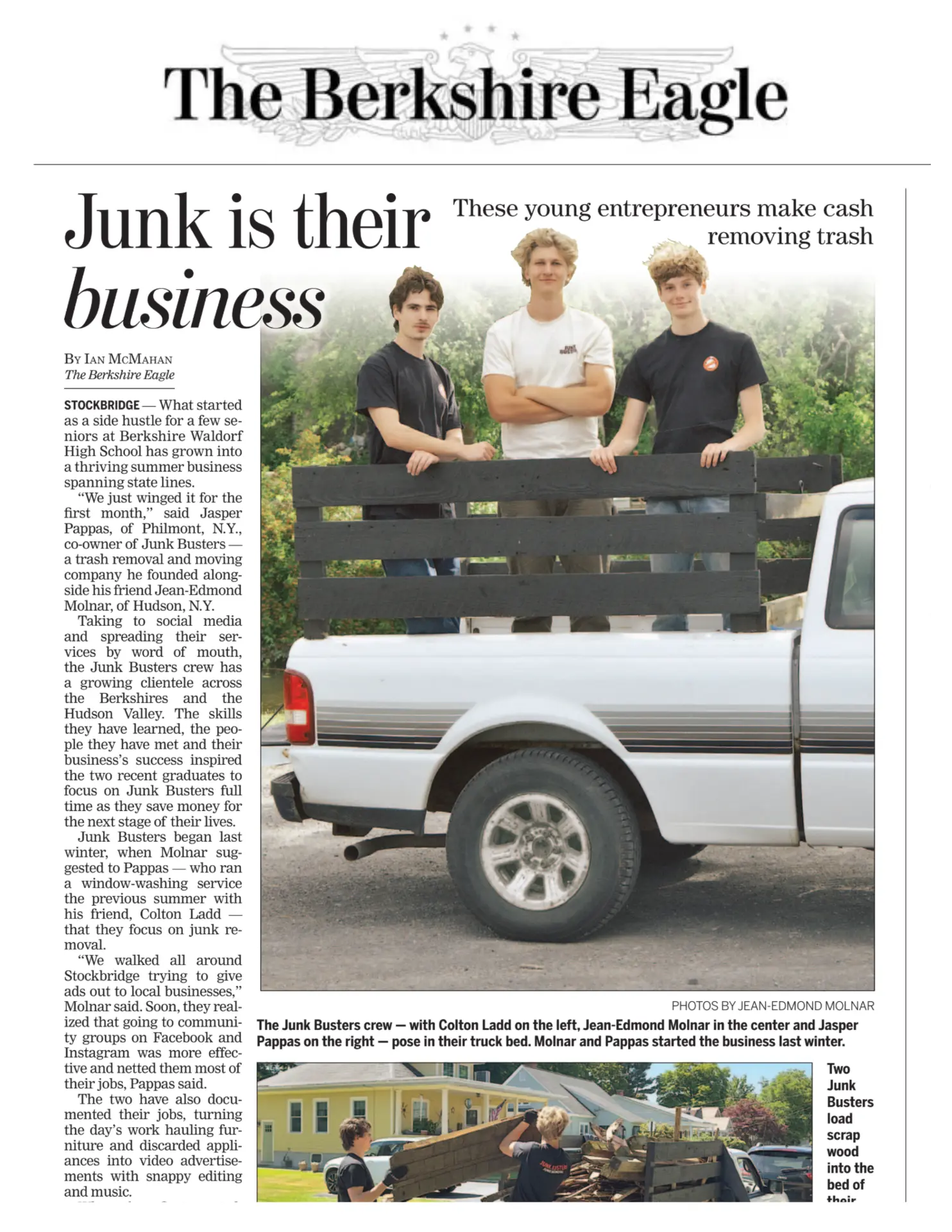 The Berkshire Eagle article about Junk Busters